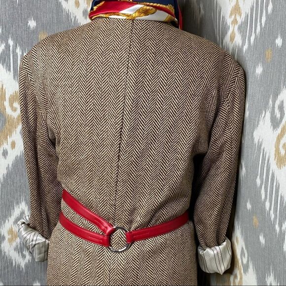 Ralph Lauren Made in Italy Red Calf Leather Silver Tone 2 Buckle Tri-Strap Belt - Picture 6 of 16